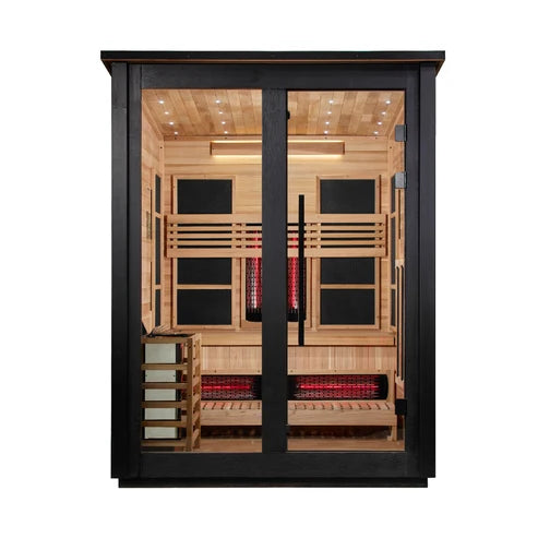 ***New 2026 Model*** Golden Designs "Loviisa" 3 Person, Black Barn Hybrid (PureTech™ Full Spectrum IR or Traditional Stove) Outdoor Sauna *SHIPS FREE*