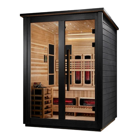 ***New 2026 Model*** Golden Designs "Loviisa" 3 Person, Black Barn Hybrid (PureTech™ Full Spectrum IR or Traditional Stove) Outdoor Sauna *SHIPS FREE*