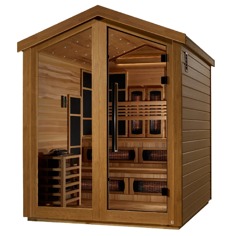 Golden Designs "Kaskinen" 6 Person Barn Hybrid (PureTech™ Full Spectrum IR or Traditional Stove) Outdoor Sauna *SHIPS FREE*
