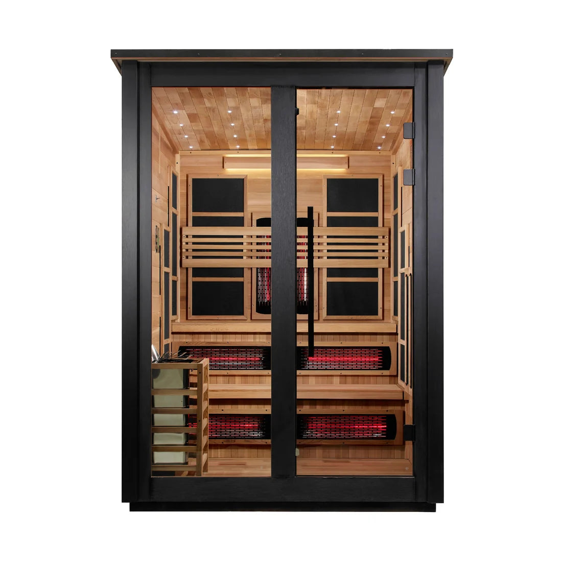 ***New 2026 Model*** Golden Designs "Kaskinen" 6 Person, Black Barn Hybrid (PureTech™ Full Spectrum IR or Traditional Stove) Outdoor Sauna  *SHIPS FREE*