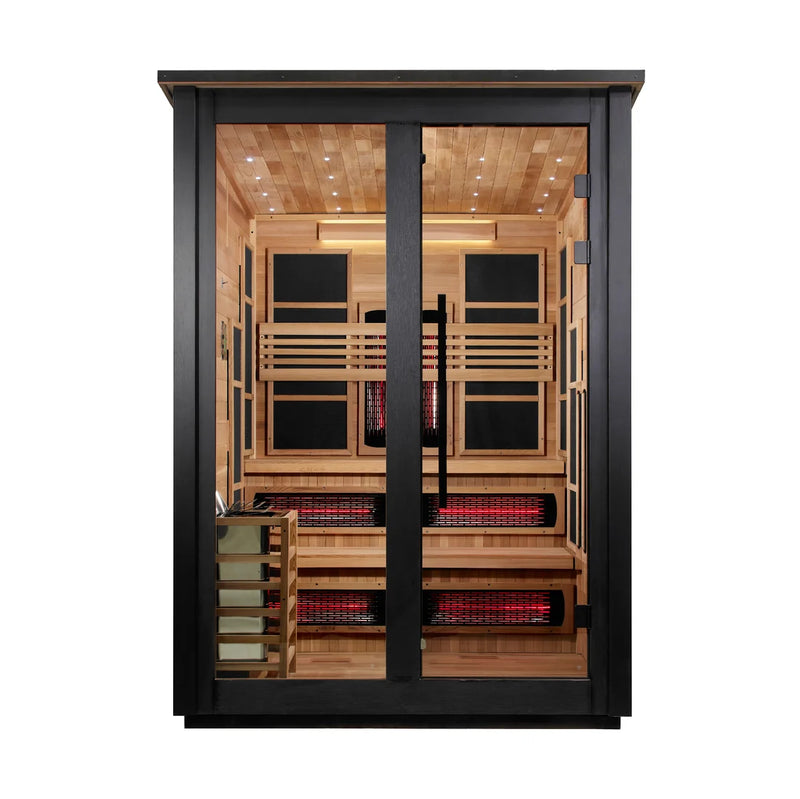 ***New 2026 Model*** Golden Designs "Kaskinen" 6 Person, Black Barn Hybrid (PureTech™ Full Spectrum IR or Traditional Stove) Outdoor Sauna  *SHIPS FREE*