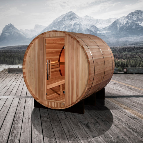 Golden Designs "Zurich" 4 Person Barrel with Bronze Privacy View Traditional Sauna *SHIPS FREE*