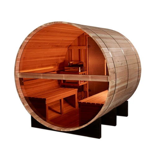 Golden Designs "Zurich" 4 Person Barrel with Bronze Privacy View Traditional Sauna *SHIPS FREE*
