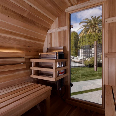 Golden Designs "Zurich" 4 Person Barrel with Bronze Privacy View Traditional Sauna *SHIPS FREE*