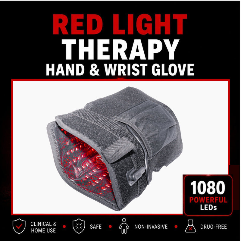 Red Light Therapy Hand & Wrist Glove  13.5" x 7.5"| 1080 High-Power LEDs + 12V Car Adapter