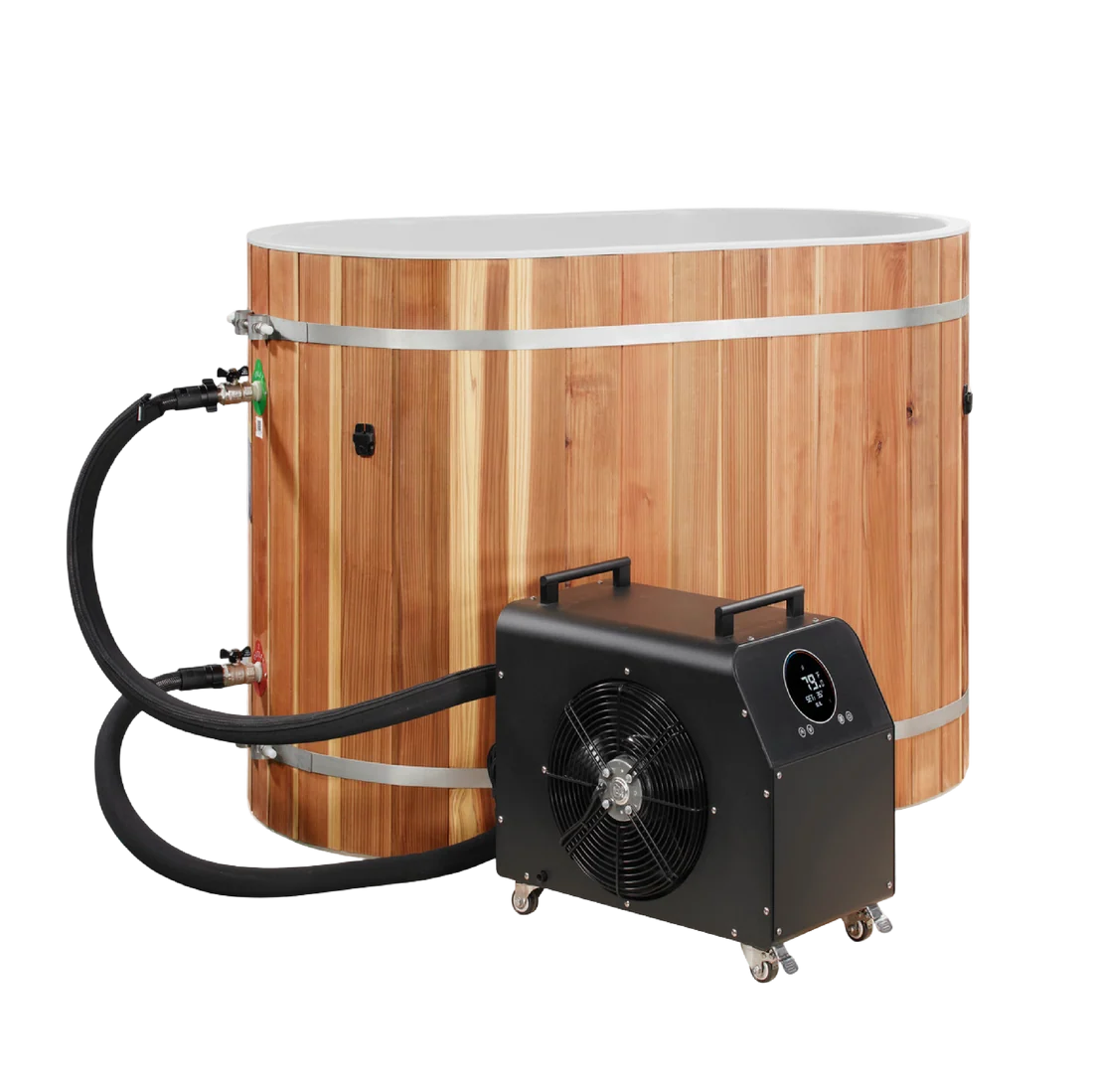 DCT Oval Barrel Tub Cold Plunge (50-P) Pacific Cedar - 3/4 IN-OUT without Motor