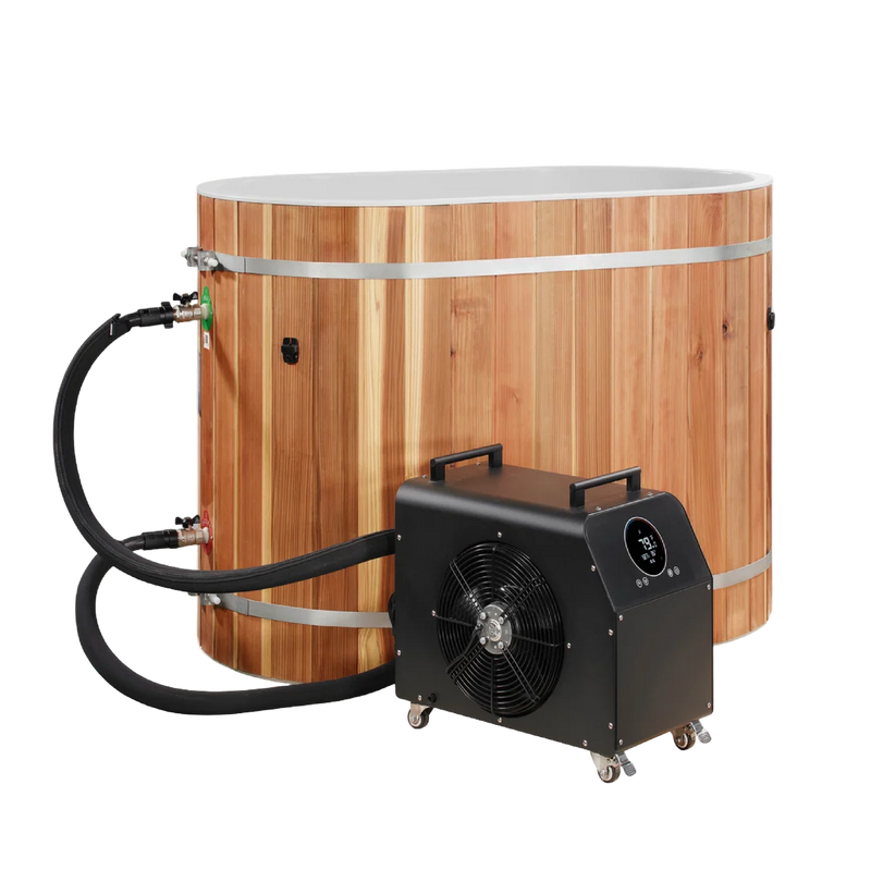 DCT Oval Barrel Tub Cold Plunge (50-P) Pacific Cedar - 3/4 IN-OUT without Motor