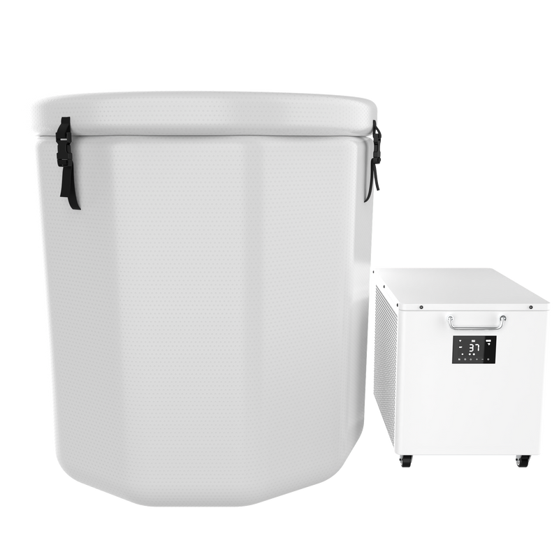 Round White/Green Cold Pod Inflatable Cold Plunge Barrel Ice Bath Tub Hot Tub Recovery Pod — side view