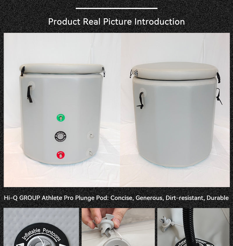 Round White/Green Cold Pod Inflatable Cold Plunge Barrel Ice Bath Tub Hot Tub Recovery Pod — lifestyle view