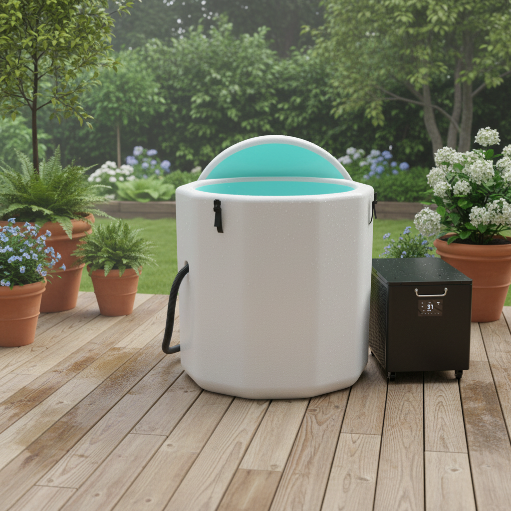 Round White/Green Cold Pod Inflatable Cold Plunge Barrel Ice Bath Tub Hot Tub | product photo | Legacy & Longevity Co.