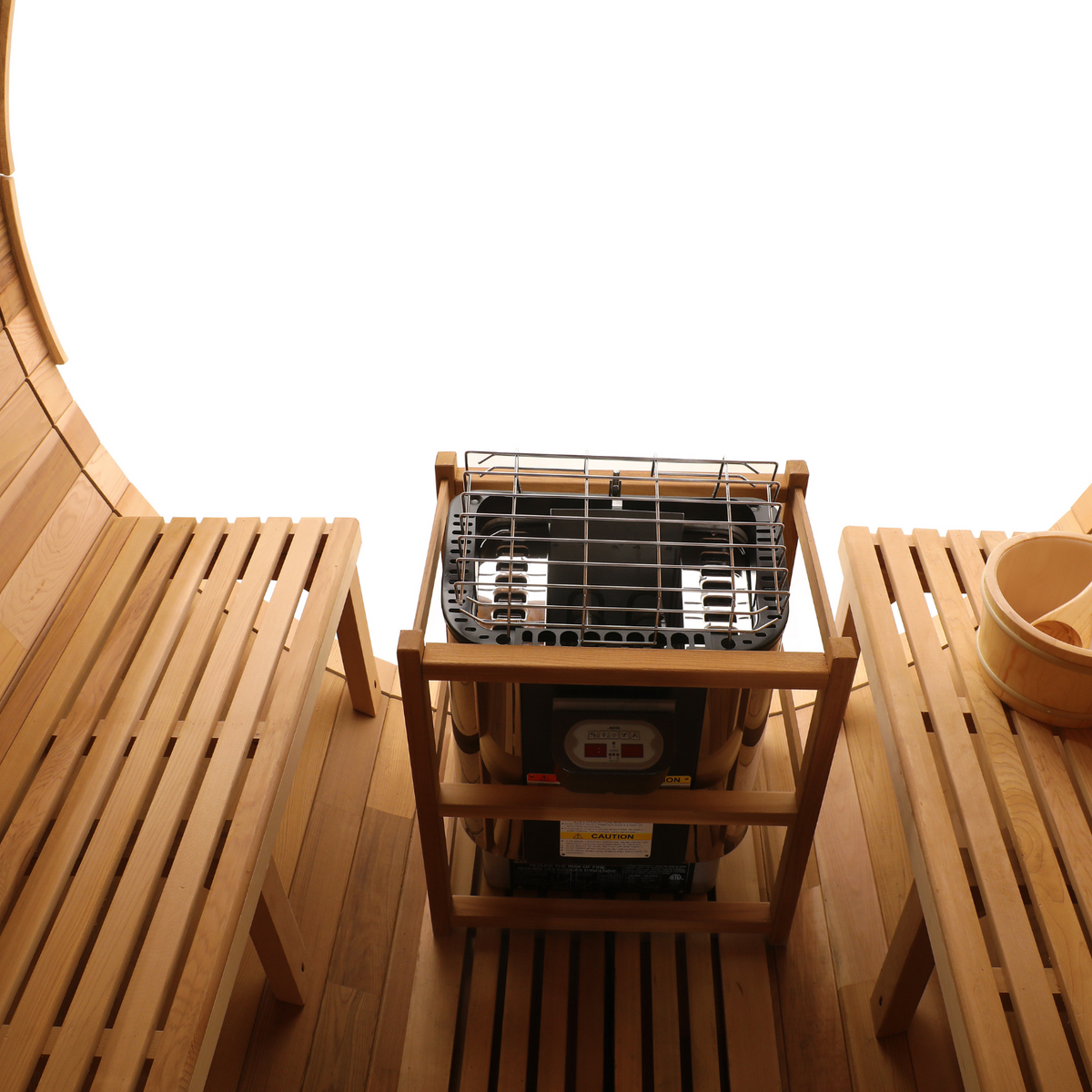 Blisspod, Prague, Canadian Red Cedar Outdoor Steam Barell Sauna, 2-4 / 4-6 persons with Full Glass Back & 2 front Porch seats — product image