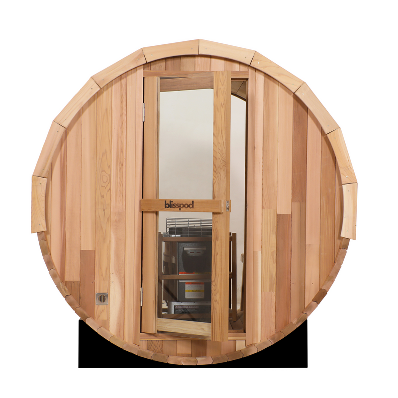 Blisspod Prague Canadian Red Cedar Outdoor Steam Barell Sauna — product setup view
