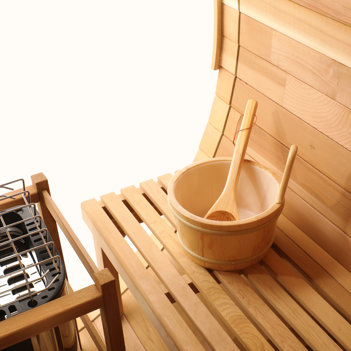 Blisspod Prague Canadian Red Cedar Outdoor Steam Barell Sauna — lifestyle view