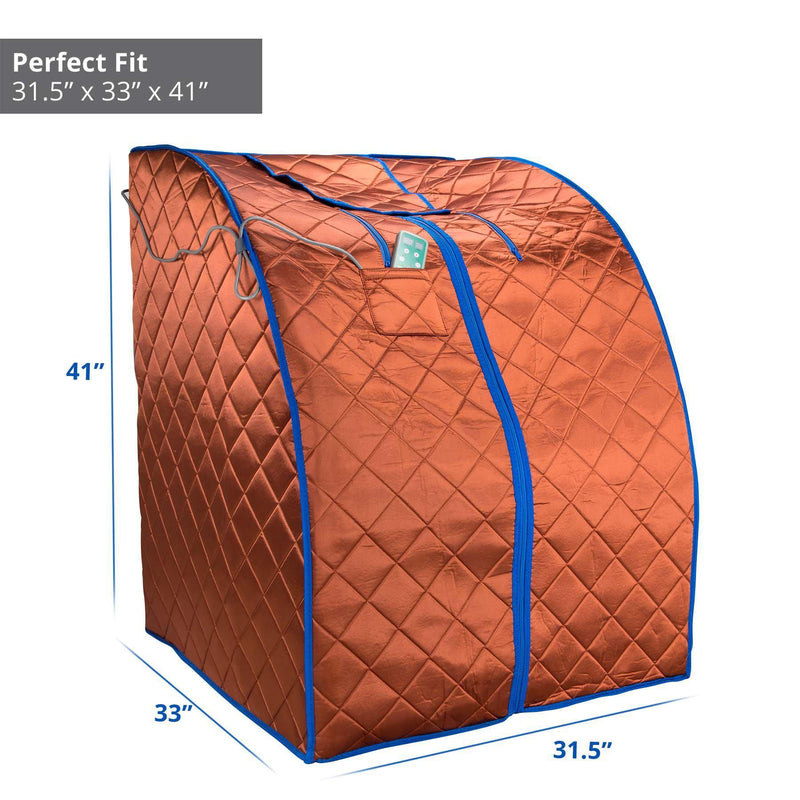 Large Portable Low EMF Negative Ion Indoor Sauna with Chair and Heated Footpad Included - Copper — product image