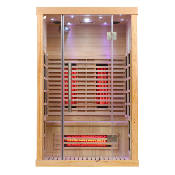 Blisspod Venetian Full Spectrum Indoor Low EMF Sauna | 10 Heaters | Chromotherapy & Reflexology | 2 Person — side view