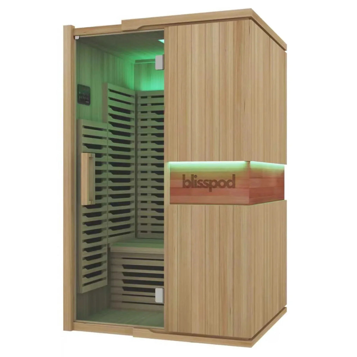 Blisspod | Milano | Full Spectrum Sauna Canadian Hemlock Ultra Low EMF | 6 Far Infrared & Red Glass Heater & Chromotherapy | 2 Person — detail view