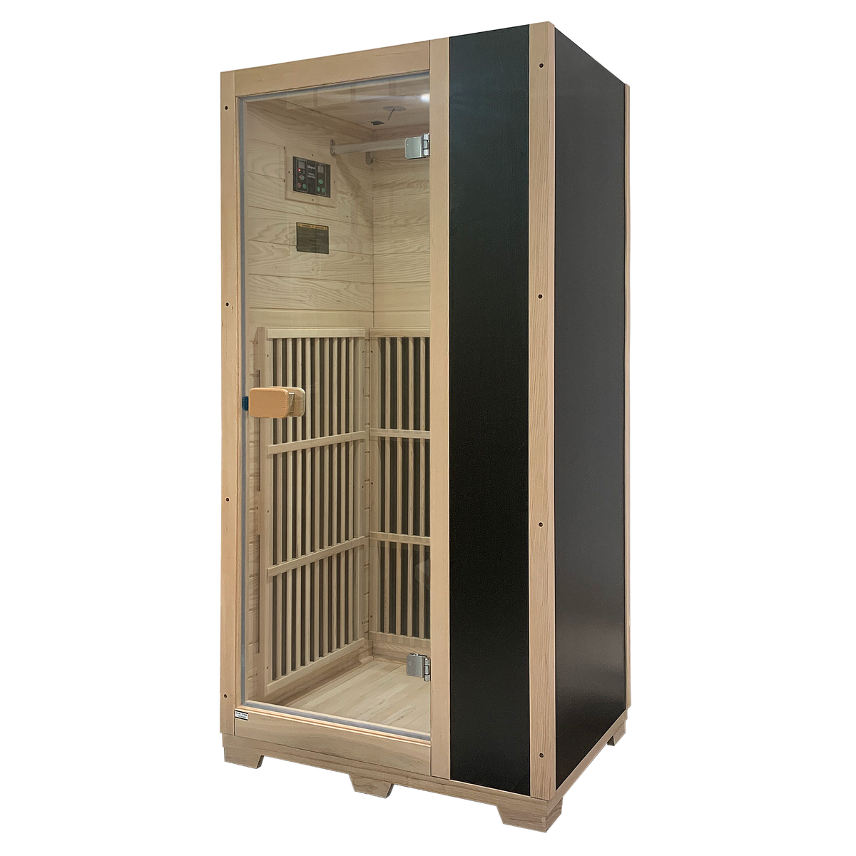 Blisspod Vienna Series far infrared 1 person Sauna | 72.8"H x 35.4"W x 25.6"D | — front view