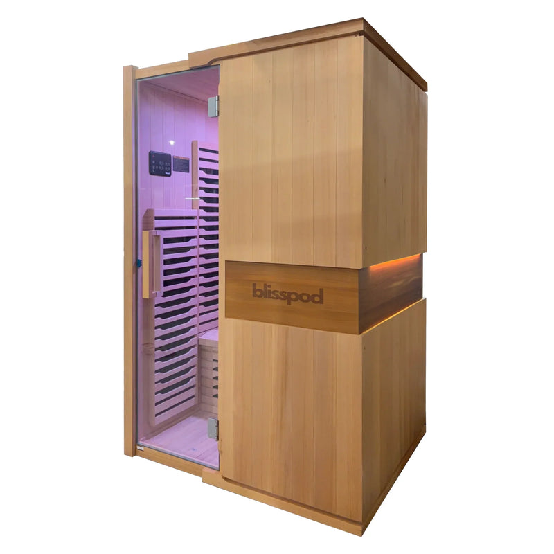 Blisspod | Milano | Full Spectrum Sauna Canadian Hemlock Ultra Low EMF | 6 Far Infrared & Red Glass Heater & Chromotherapy | 2 Person — product image