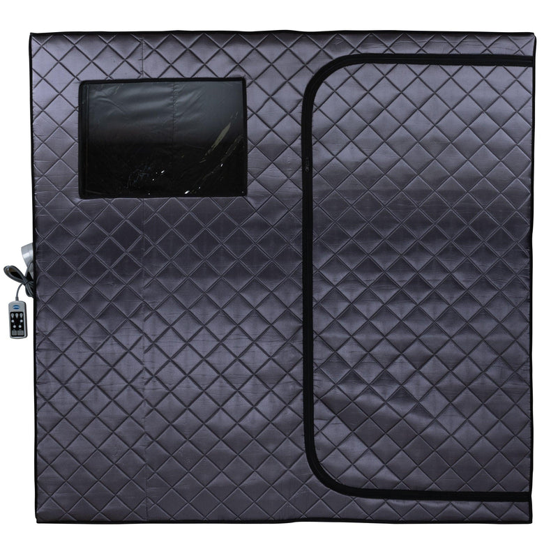 Durasage Portable Full Size Infrared Sauna for at Home | Ultra Low EMF Infrared | LED Lighting, Heating Foot Pad, Ceramic Heat Fan (2-Person) — side view