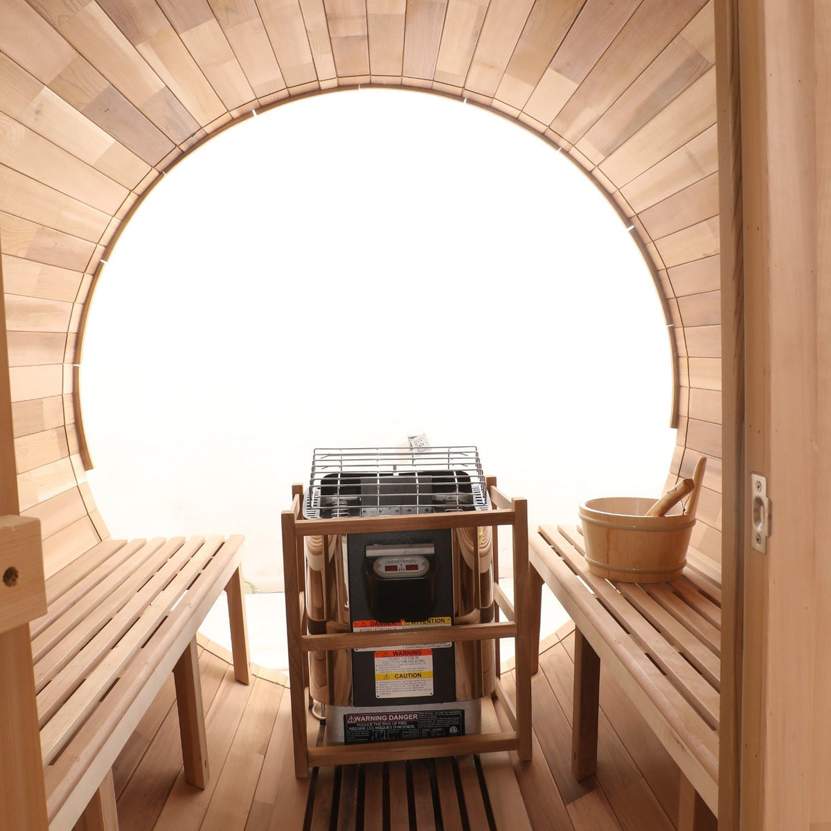 Blisspod Prague Canadian Red Cedar Outdoor Steam Barell Sauna — side view