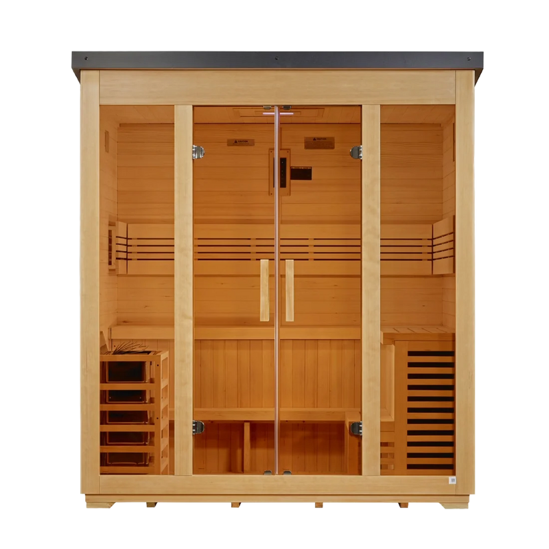 ***New 2026 Model*** Golden Designs "Vorarlberg" 5 Person Traditional Flat Roof Outdoor Sauna *SHIPS FREE*
