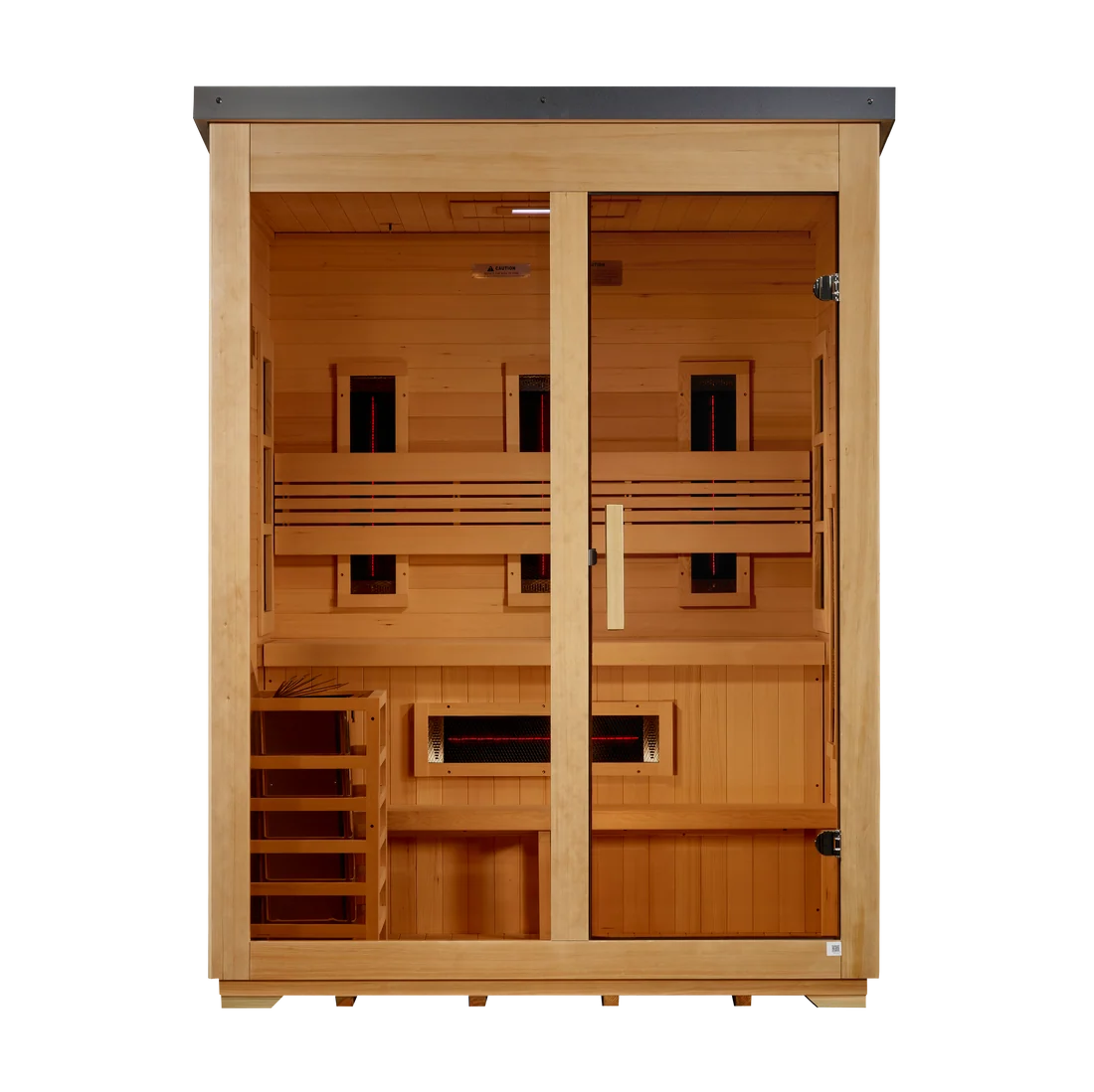 ***New 2026 Model*** Golden Designs "Carinthia" 3 Person Hybrid (PureTech™ Full Spectrum IR or Traditional Stove) Flat Roof Outdoor Sauna *SHIPS FREE*
