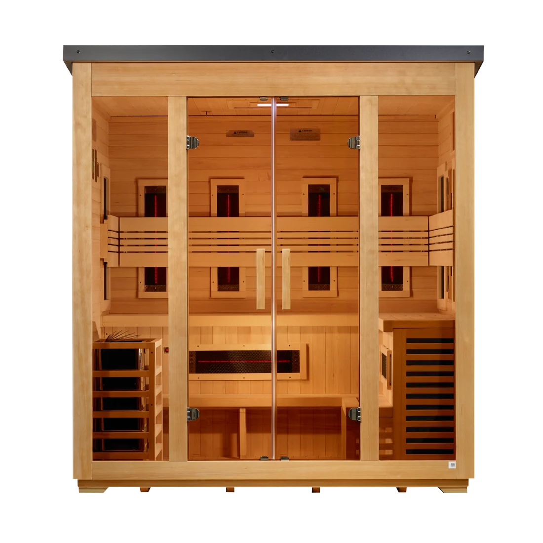 ***New 2026 Model*** Golden Designs "Gargellen" 5 Person Hybrid (PureTech™ Full Spectrum IR or Traditional Stove) Flat Roof Outdoor Sauna *SHIPS FREE*