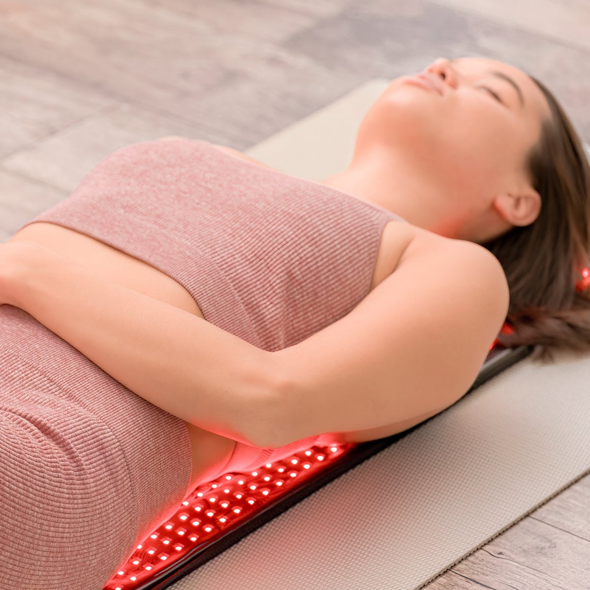 Large Red Light Therapy Pad – 27" x 11" with 1,998 LEDs for Pain Relief & Recovery — product setup view