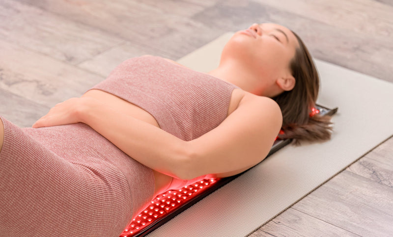 Large Red Light Therapy Pad – 27" x 11" with 1,998 LEDs for Pain Relief & Recovery — product setup view