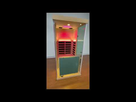Wizzisaunas 909MX Full Spectrum Infrared Sauna 1 Person - HEMLOCK WOOD FINISH