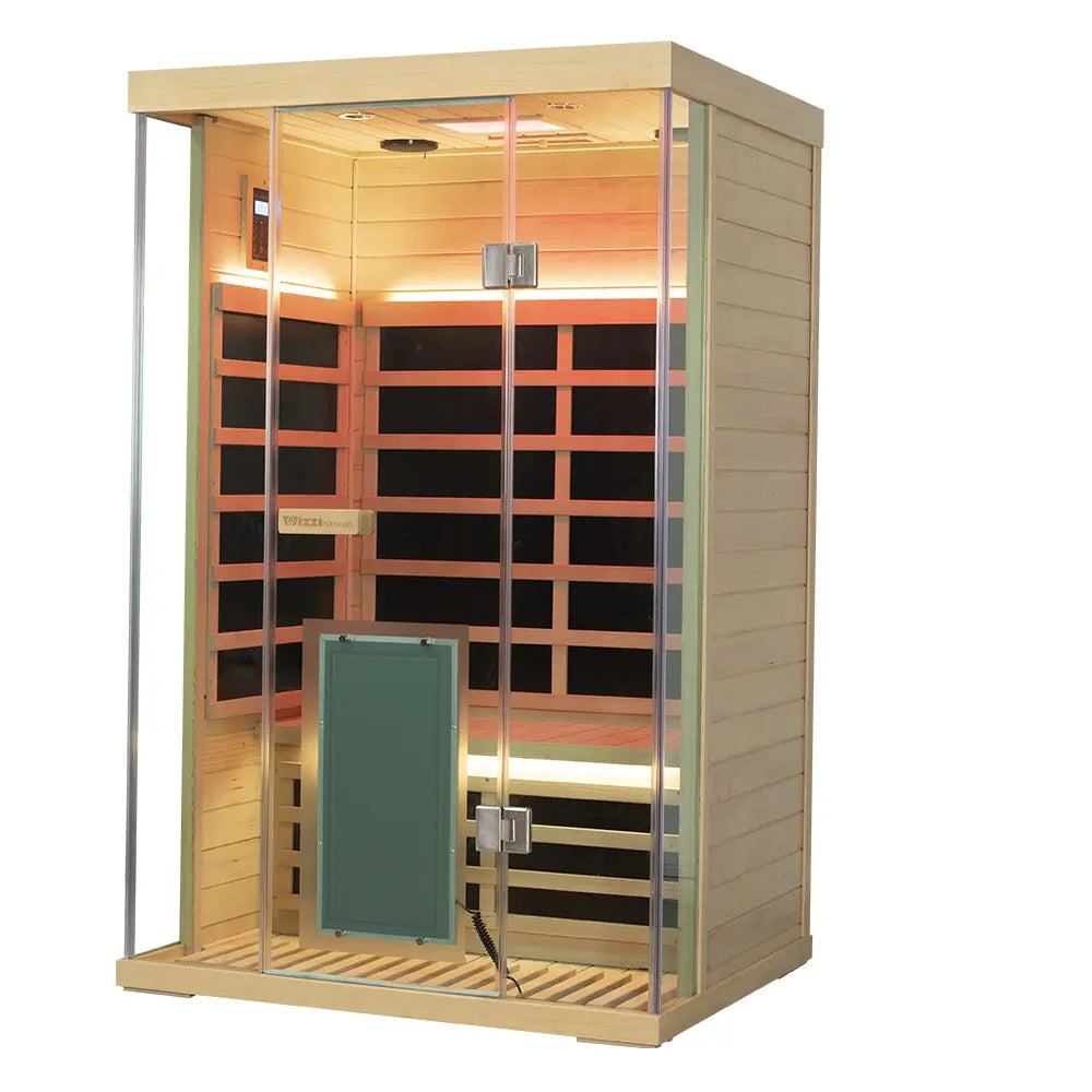 Wizzisaunas S02 2 Person Full Spectrum Infrared Sauna Low EMF RED CEDAR WOOD FINISH | product photo | Legacy & Longevity Co.