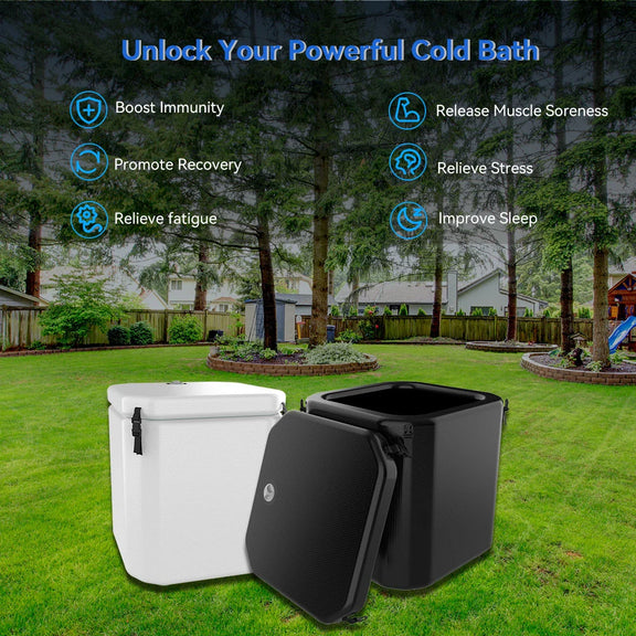 Square Inflatable Ice Bath Barrel With Cover — front view