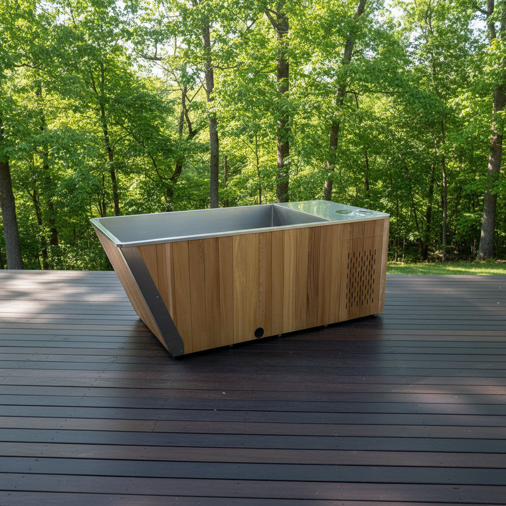 Wood/Stainless Steel Plunge Pool With Integrated Chiller/Heater